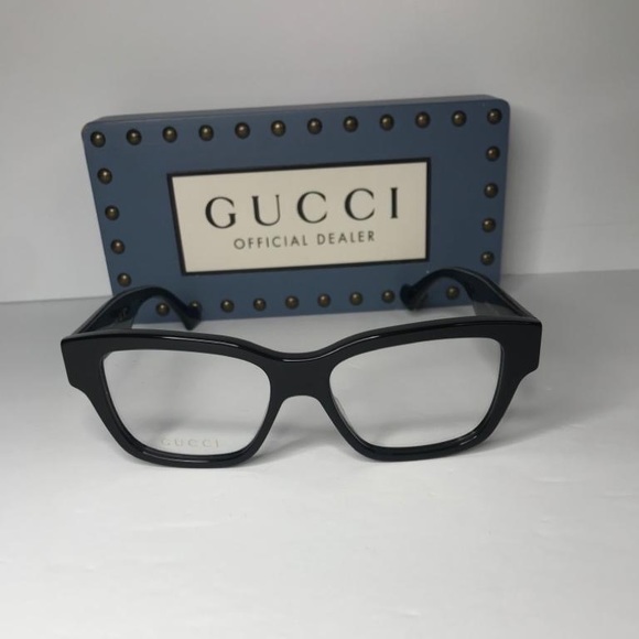 New Authentic GUCCI GG1428O 001 square Gucci optical comes shiny black frame. - Picture 5 of 12